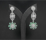 Изящные серьги с изумрудами Серебро 925