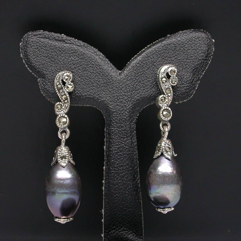 Серьги с радужным жемчугом-барокко