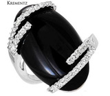Кольцо «Krementz» с кабошоном черного оникса и топазами