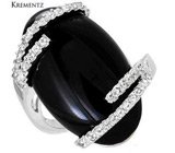 Кольцо «Krementz» с кабошоном черного оникса и топазами Золото