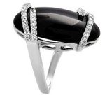 Кольцо «Krementz» с кабошоном черного оникса и топазами Золото