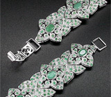 Роскошный браслет с изумрудами Серебро 925