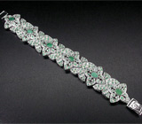 Роскошный браслет с изумрудами Серебро 925