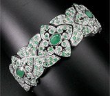 Роскошный браслет с изумрудами Серебро 925