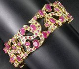 Великолепный широкий браслет с рубинами Серебро 925