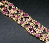 Великолепный широкий браслет с рубинами Серебро 925