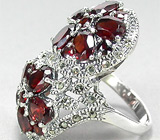 Оригинальное кольцо с гранатами Серебро 925