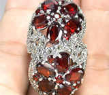 Оригинальное кольцо с гранатами Серебро 925