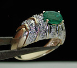 Винтажное кольцо с изумрудом и бриллиантами Золото