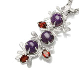 Подвеска с чароитами и гранатами