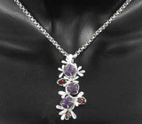 Подвеска с чароитами и гранатами Серебро 925