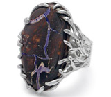 Кольцо ручной работы с австралийским болдер опалом Серебро 925