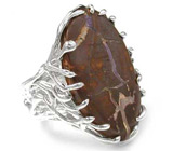 Кольцо ручной работы с австралийским болдер опалом Серебро 925