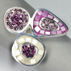 Кольцо с разноцветным перламутром и кристаллами Swarovski