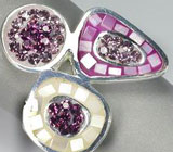 Кольцо с разноцветным перламутром и кристаллами Swarovski Серебро 925