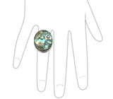Крупное кольцо с радужным абалоном Серебро 925