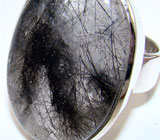 Кольцо с эффектным турмалиновым кварцем Серебро 925