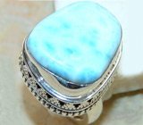 Высокое кольцо с небесно-голубым ларимаром Серебро 925