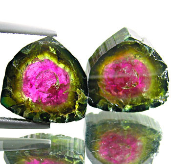 Пара арбузных турмалинов 13,01 карат