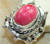 Перстень с ярко-розовым агатом Серебро 925