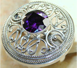 Ажурное кольцо с пурпурным кубиком циркония Серебро 925