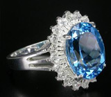Кольцо с ярким голубым топазом Серебро 925