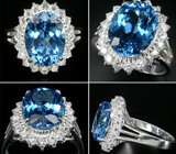 Кольцо с ярким голубым топазом Серебро 925