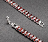 Стильный браслет с гранатами Серебро 925