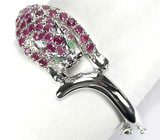 Браслет "Тигр" с сапфирами и изумрудами Серебро 925