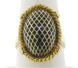 Антикварное кольцо с темно-синей эмалью