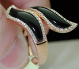 Элегантное кольцо с ониксом и бриллиантами от "SP" Золото