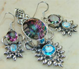 Комплект с мистик-топазами Серебро 925