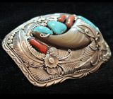 Пряжка в стиле NAVAJO с когтем барсука Серебро 925