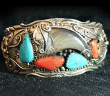 Браслет в стиле NAVAJO с когтем барсука