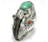 Кольцо в стиле NAVAJO с когтем барсука Серебро 925