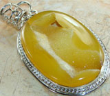 Крупный кулон с золотисто-лимонной друзой Серебро 925