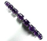 Браслет со сливовыми аметистами-кабошонами Серебро 925