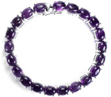 Браслет со сливовыми аметистами-кабошонами Серебро 925