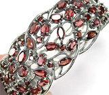 Превосходный ажурный браслет с гранатами Серебро 925