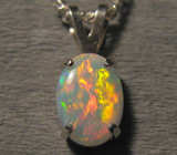 Кулон с драгоценным белым опалом + цепочка