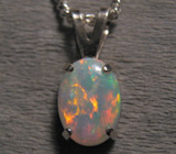 Кулон с драгоценным белым опалом + цепочка Серебро 925