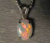 Кулон с драгоценным белым опалом + цепочка Серебро 925