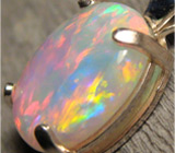 Кулон с драгоценным белым опалом + цепочка Серебро 925