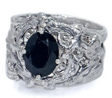 Кольцо "Водоворот" с темно-синим сапфиром Серебро 925