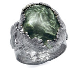 Кольцо с серафинитом из коллекции "Космические Океаны"