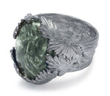 Кольцо с серафинитом из коллекции "Космические Океаны" Серебро 925