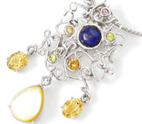 Кулон с подвесками "Астрология" с перламутром и самоцветами Серебро 925