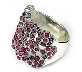 Широкое кольцо с рубиновыми цветками Серебро 925