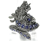 Кольцо "Дракон" с синими сапфирами Серебро 925