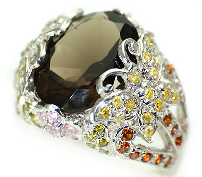 Перстень с дымчатым топазом